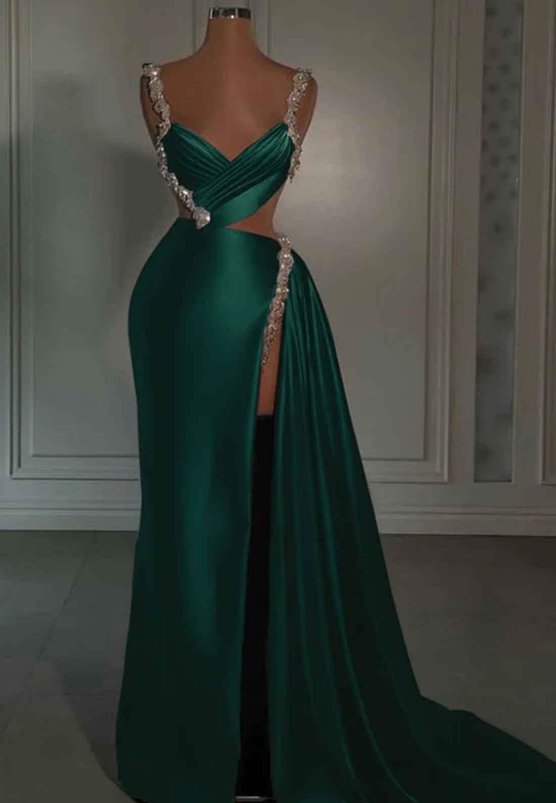 Glamorous Pink Prom Dress Sweetheart Spaghetti Strap With High Slit Trail