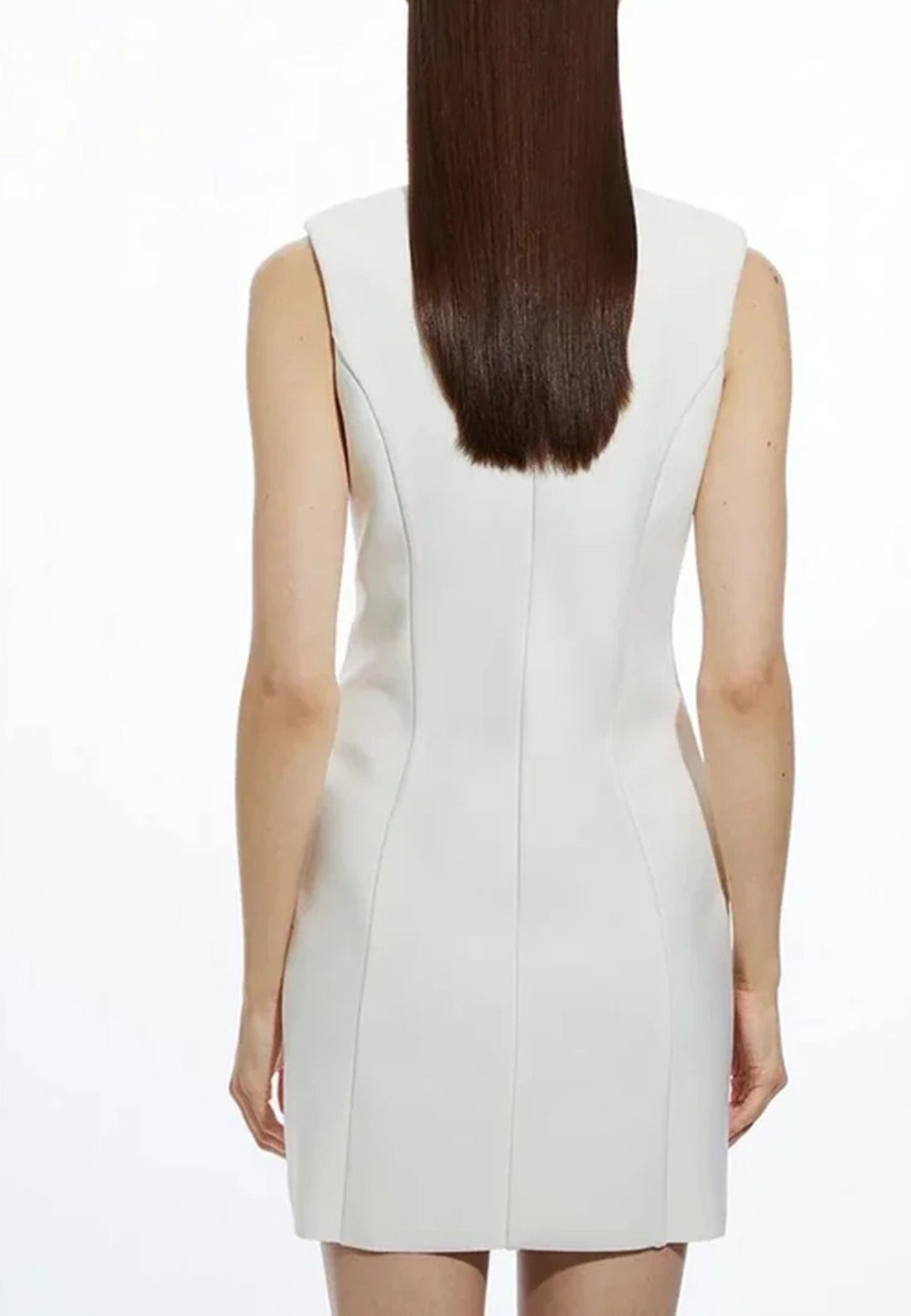 Gloria White Mini Blazer Sheath Sleeveless Button Short Work Dress