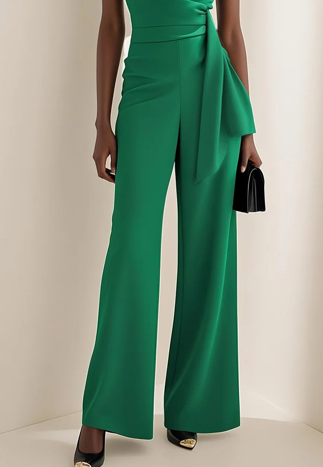 Green Regular Fit Ruched Urban Jumpsuit