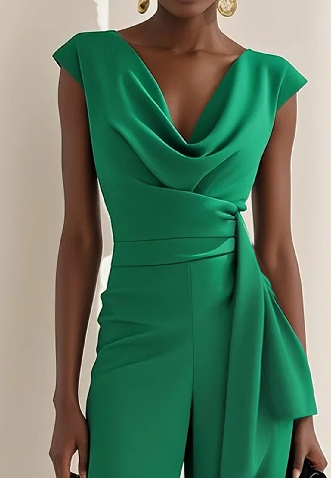 Green Regular Fit Ruched Urban Jumpsuit