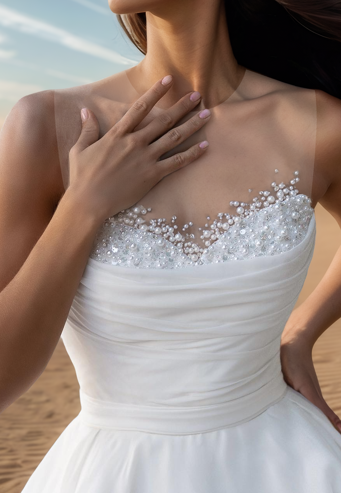 Sweetheart Beaded Sleeveless Pleated Ball Gown A-Line Wedding Dress