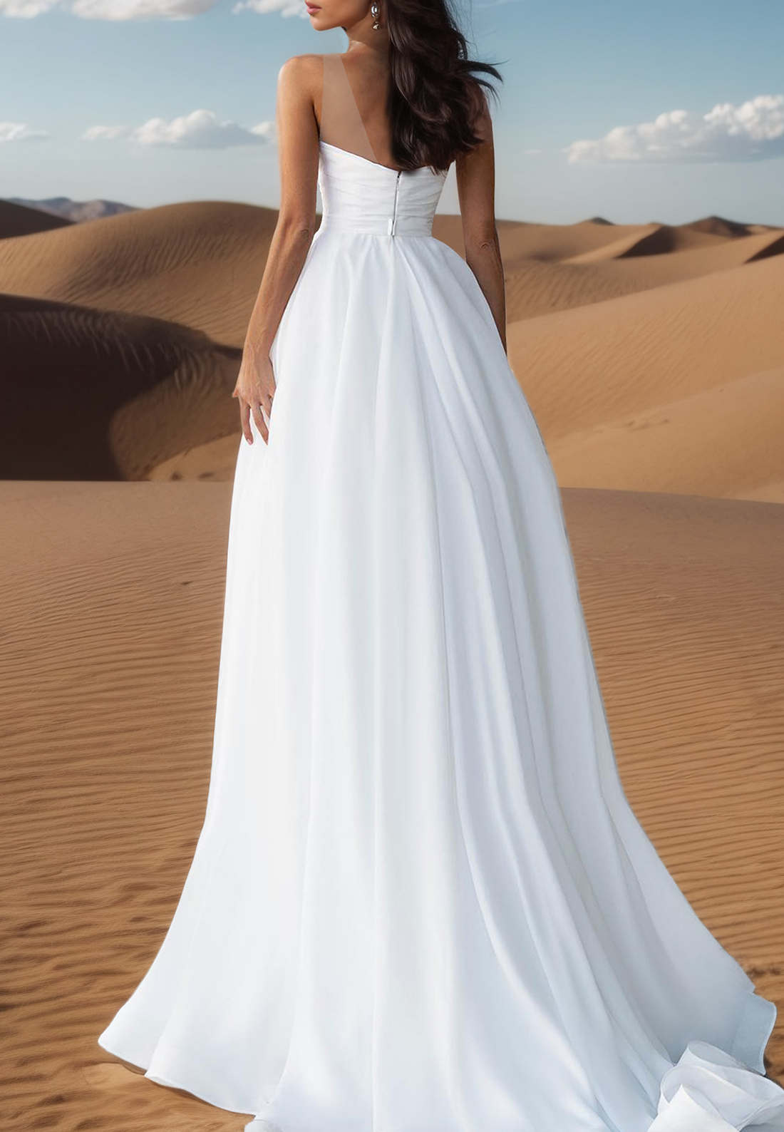 Sweetheart Beaded Sleeveless Pleated Ball Gown A-Line Wedding Dress