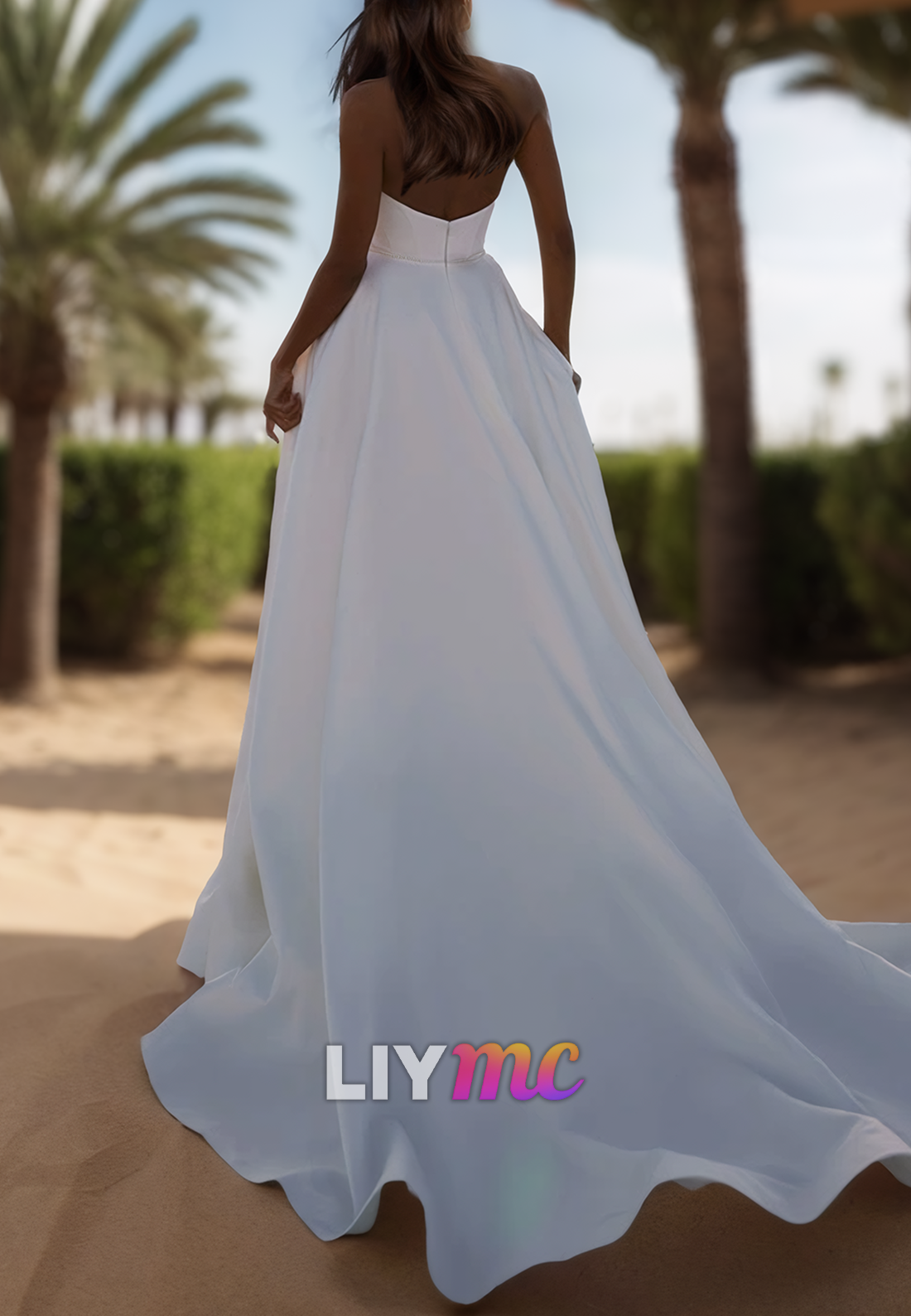 Halter Sleeveless Pleated Sleek Satin A-Line Wedding Dress