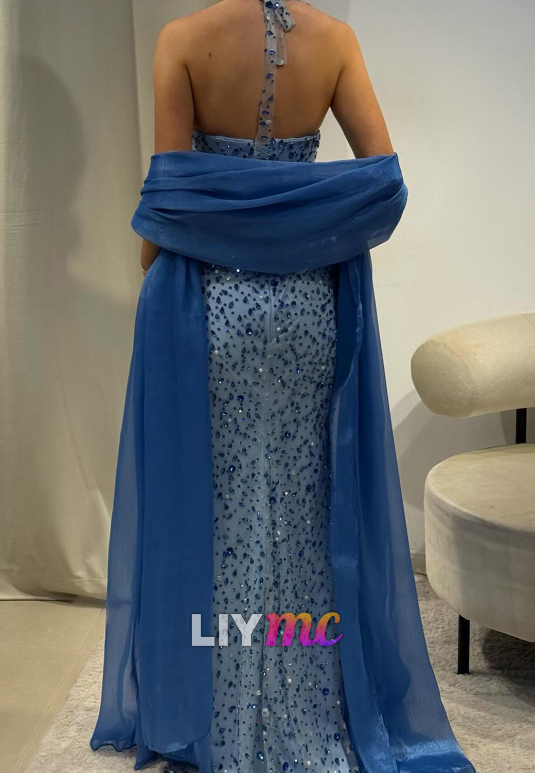 Halter Sweetheart Evening Dress Sparkly Mermaid Prom