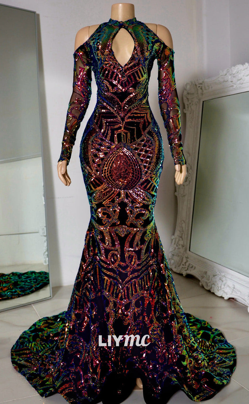 LP2227 - Halter V-Neck Appliques Mermaid Prom Dress for Black Girls Liymc LP2227 - Halter V-Neck Appliques Mermaid Prom Dress for Black Girls Liymc