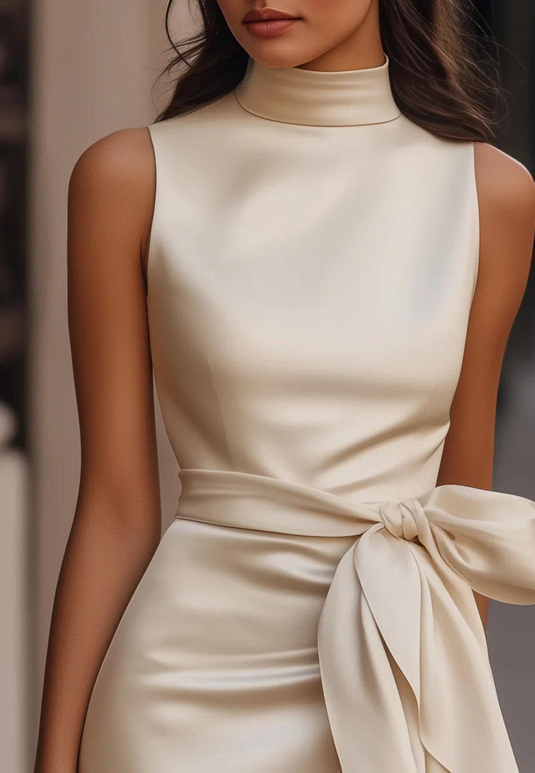 High Neck Sleeveeless Sheath Short Work Dress