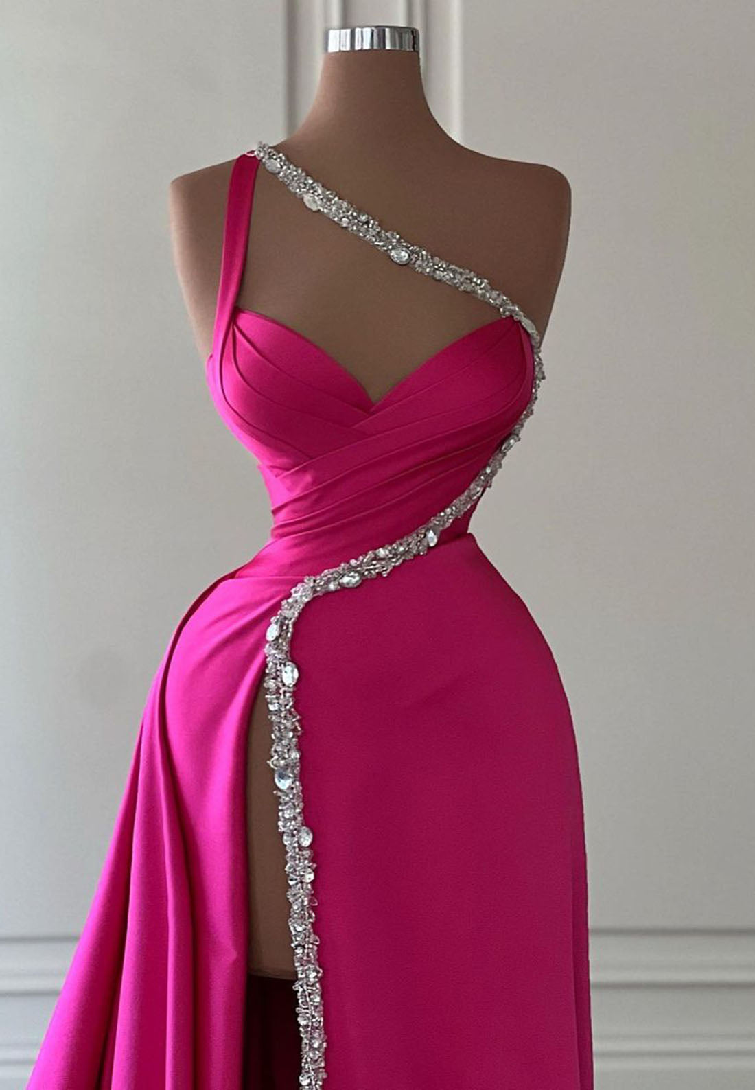 V-Neck Sleeveless Beaded High Slit Mermaid Prom Dress