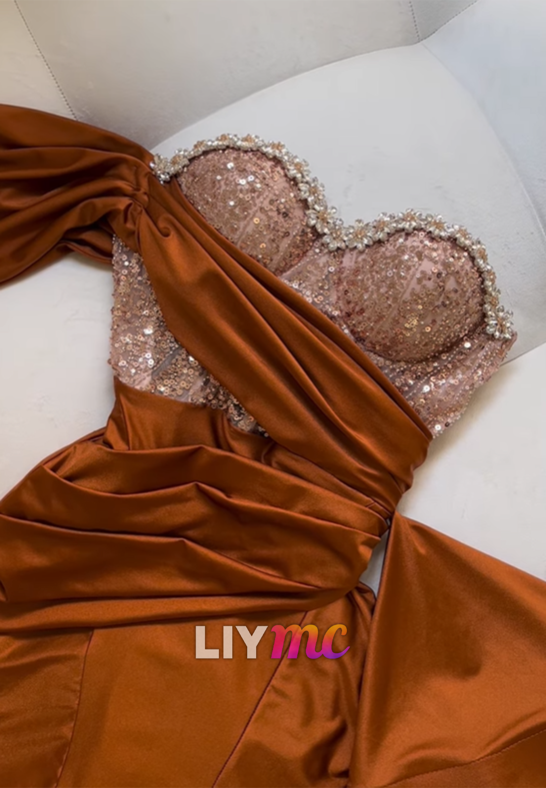 Sweetheart Sleeveless High Slit Sheath Prom Dress