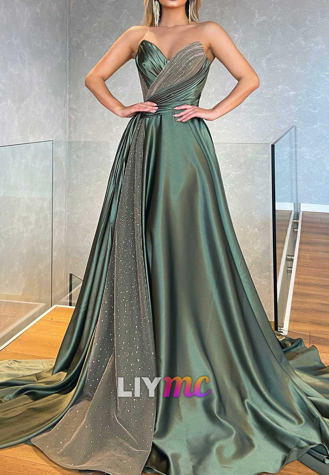 Sweetheart Sleeveless Beaded A-Line Prom Dress