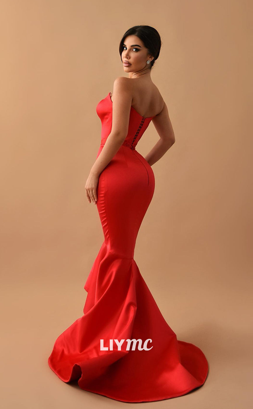 LP300 - Mermaid/Trumpet Sweetheart Satin Long Prom Evening Dress