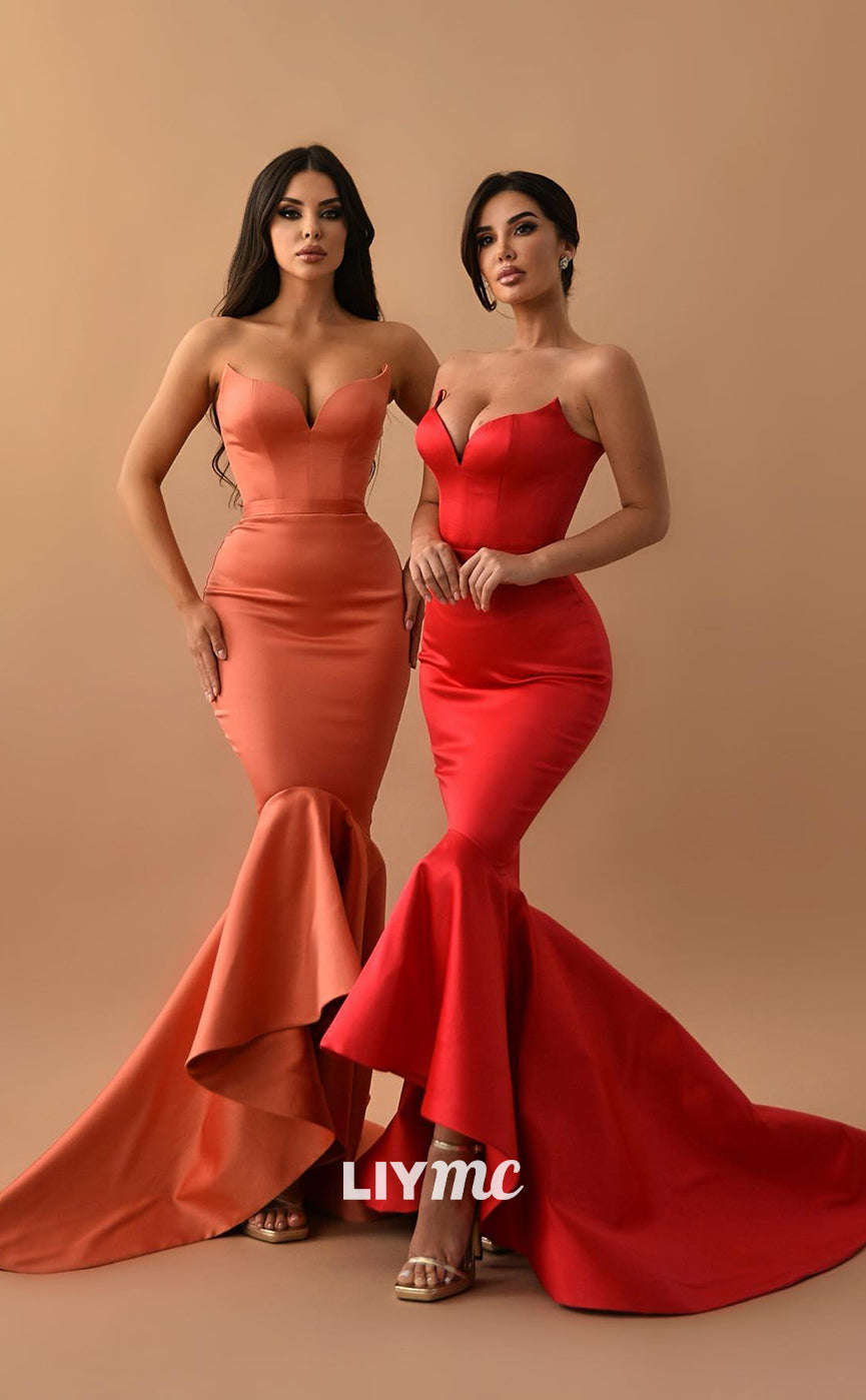 LP300 - Mermaid/Trumpet Sweetheart Satin Long Prom Evening Dress