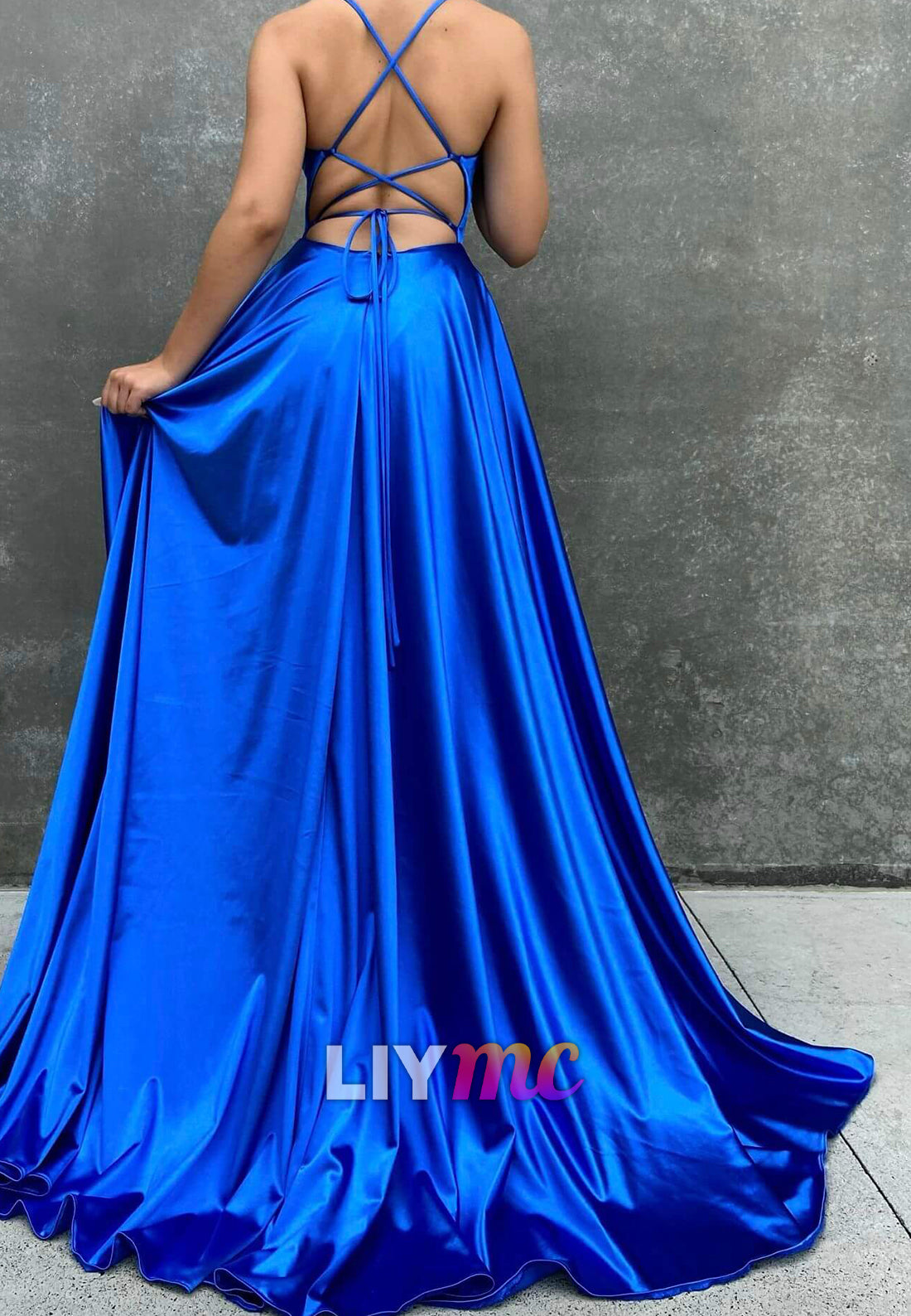 Scoop Spaghetti Straps Pleated A-Line Simple A-Line Prom Dress