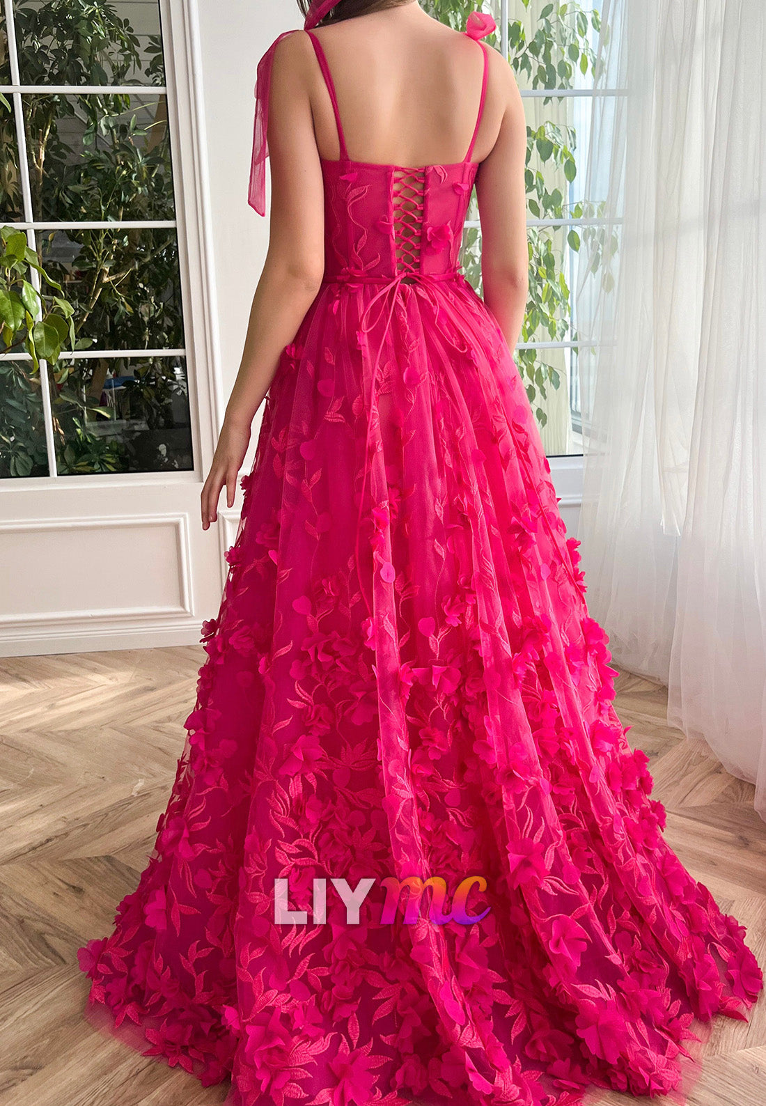 Semi-Sweetheart Straps Pleated A-Line Appliques Prom Dress