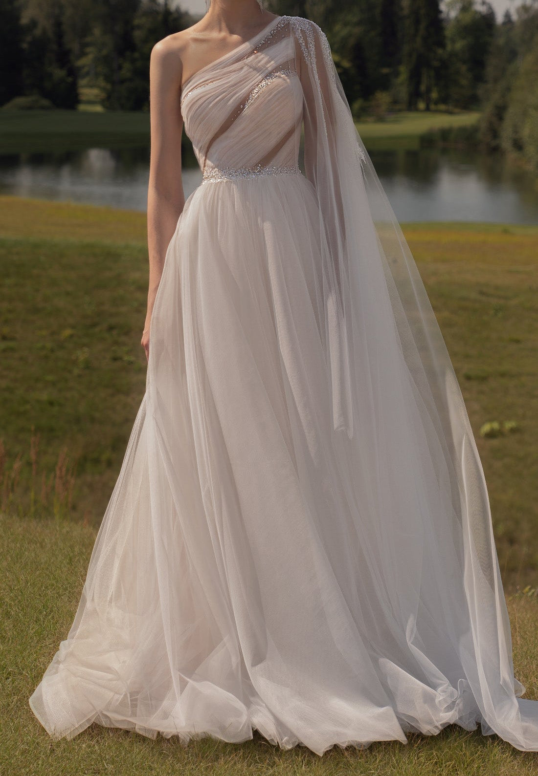 sheer pleated dress Long-Sleeve Sheer Pleated Midi Dress