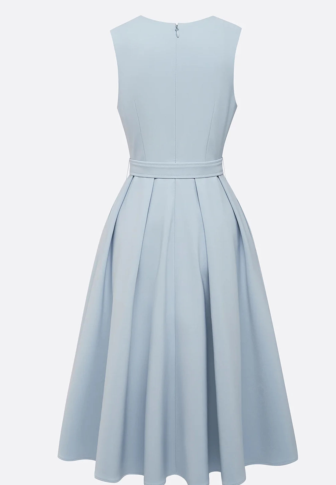 Light Blue Lace V Neck Sleeveless A-Line Midi Dress
