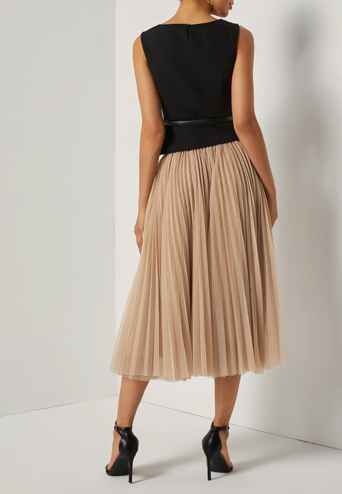 Asymmetrical Boat Neck Top with Skirt Two-Piece Set With Belt