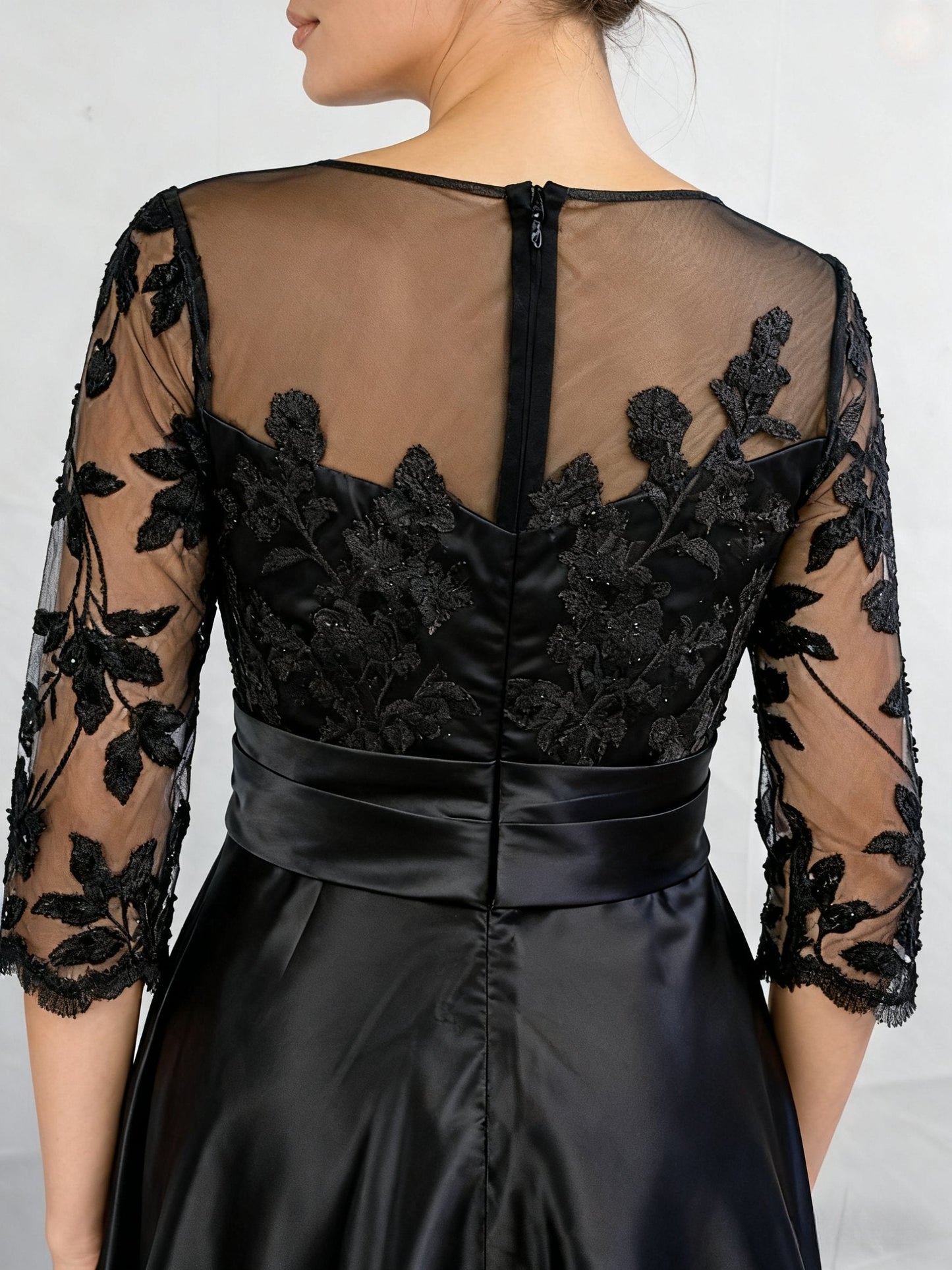 A-Line/Princess Sweetheart 3/4 Sleeves Floor-Length Mother Of The Bride Dresses With Lace & Split Side