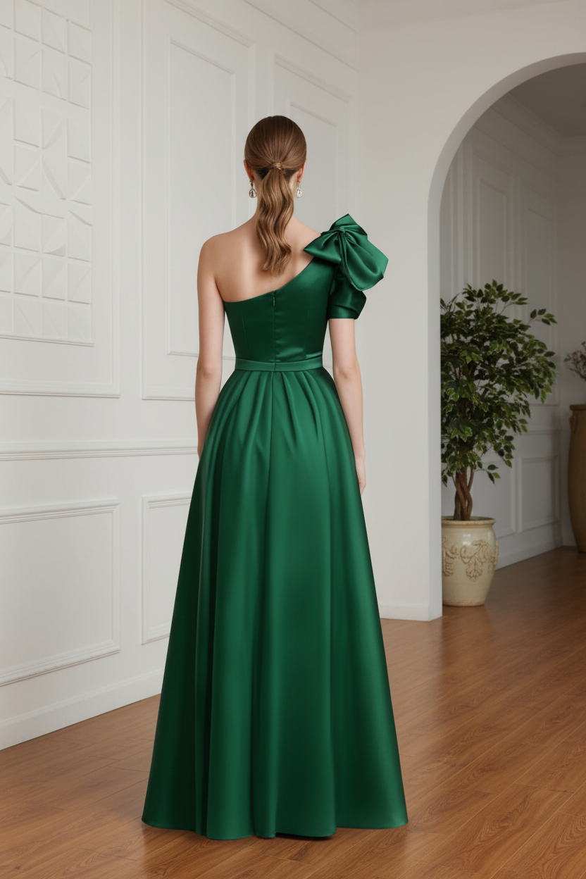 A-Line/Princess One-Shoulder Satin Mother of the Bride Dresses Sleeveless Tea-Length Bow