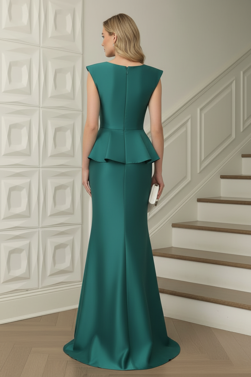 Bateau Sleeveless Satin Mermaid Mother of Bride Dress