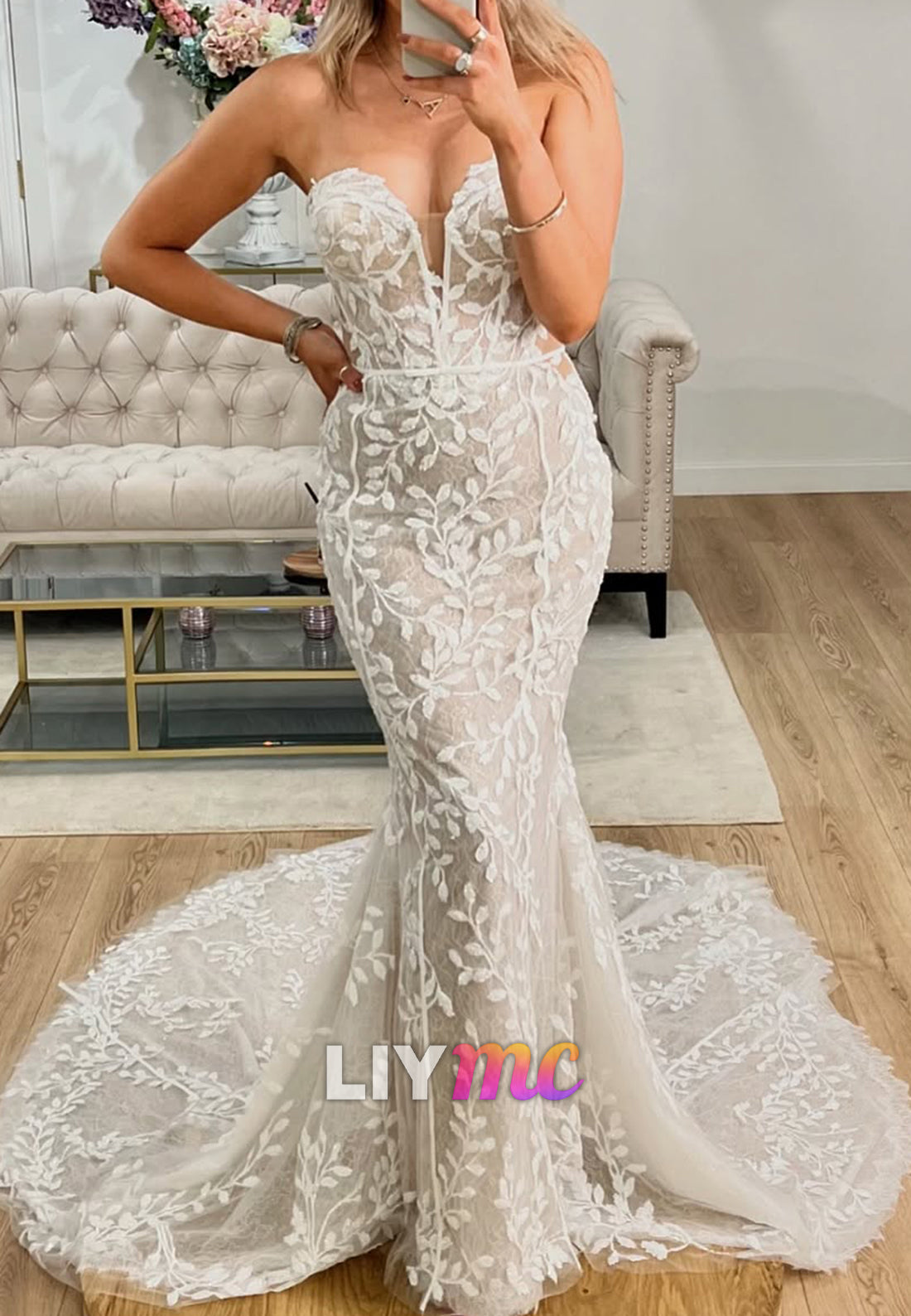 Mermaid Sweetheart Appliques Fitted Wedding Dress