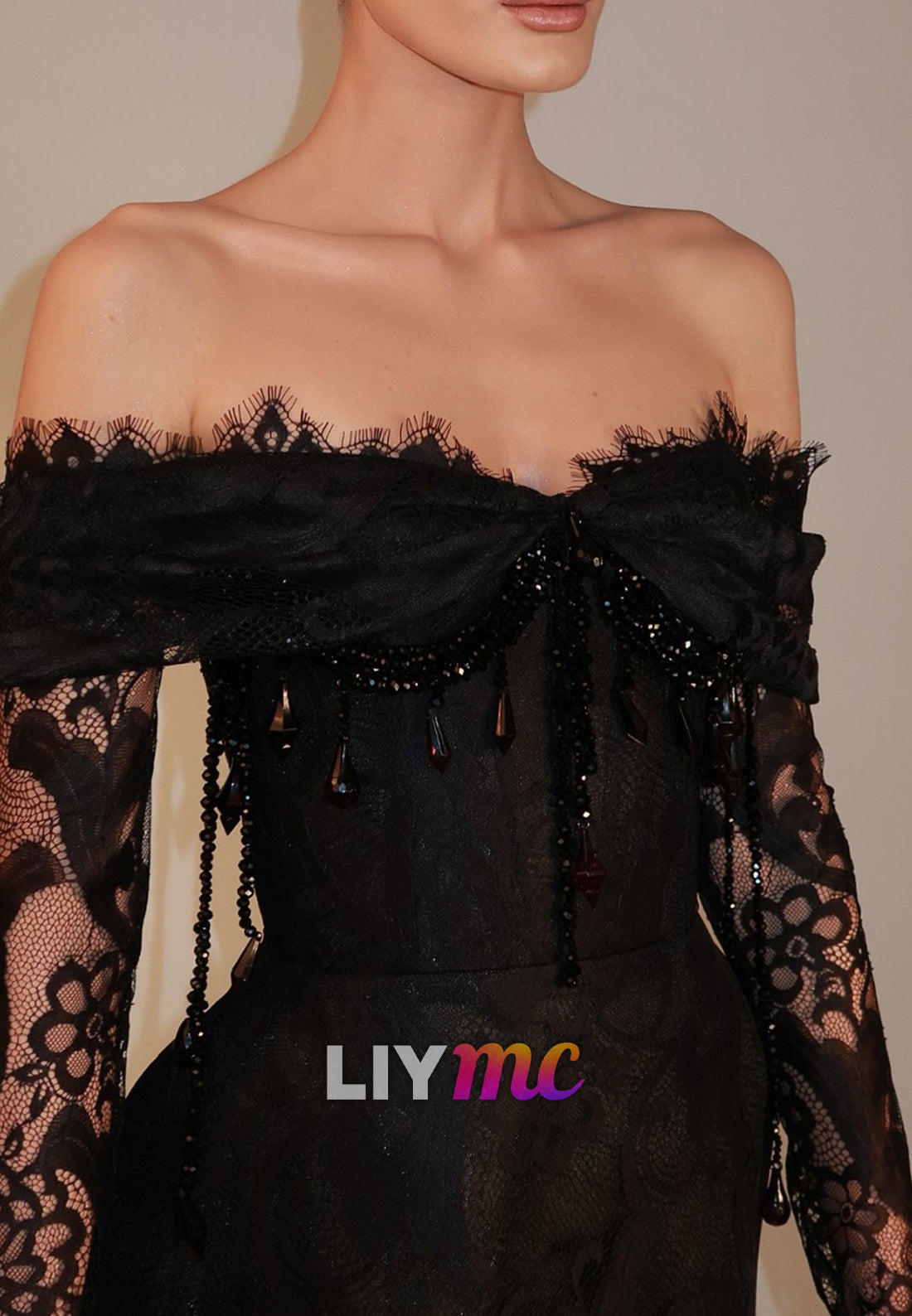 Off-Shoulder Appliques Sheath Long Sleeves Party Homecoming Dress