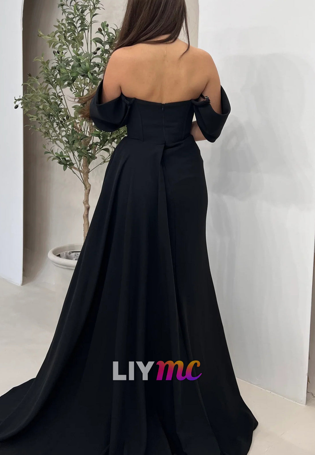 Off-Shoulder Beaded Ruched Sheath Formal Dress