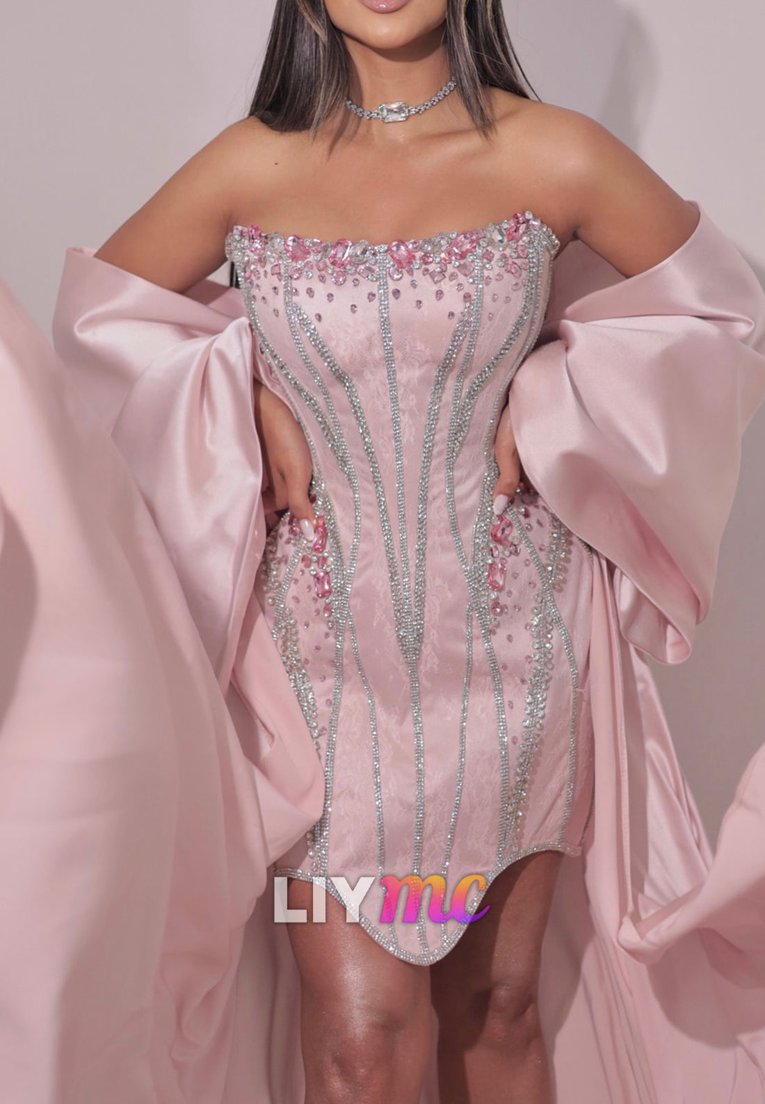 Off-Shoulder Beaded Sparkly Sheath Short Party Homecoming Dress