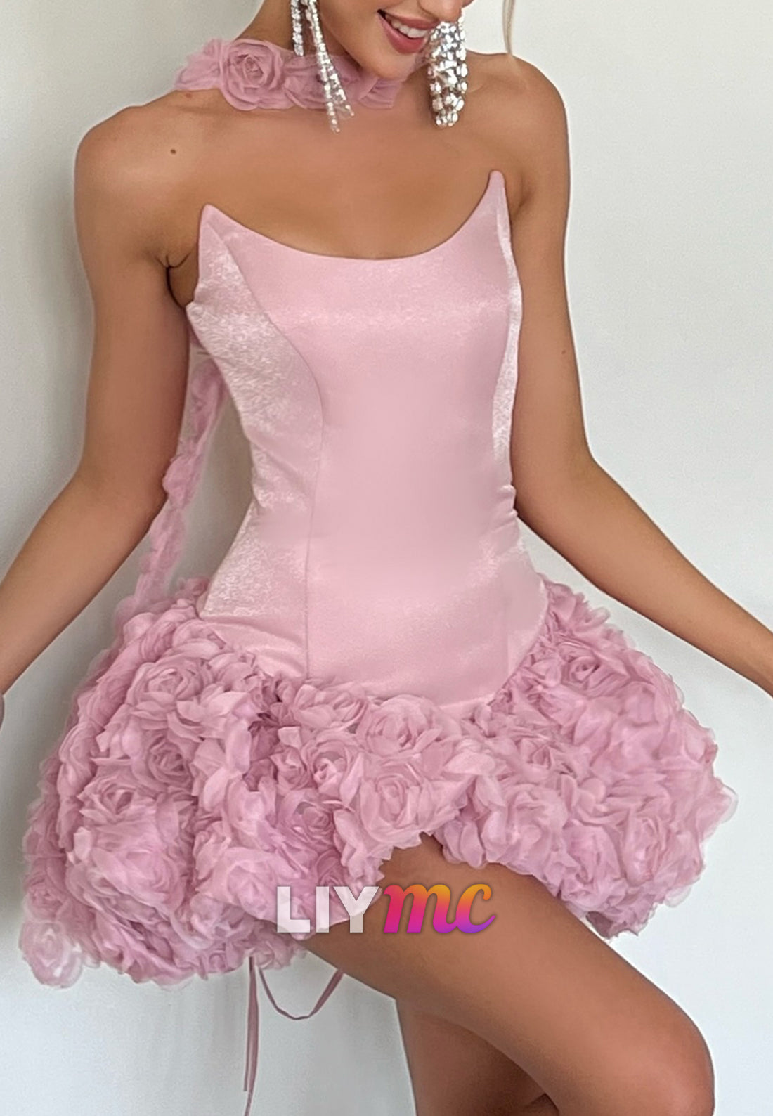 Off-Shoulder Corset Floral Embellished A-Line Party Homecoming Dress