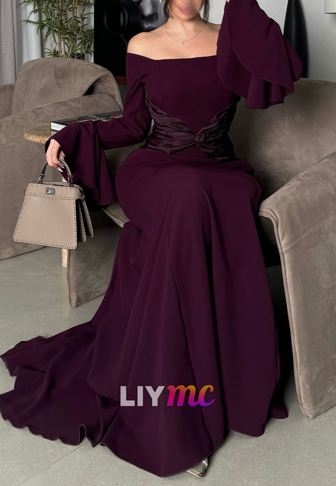 Off-Shoulder Long Sleeves Bodycon Mermaid Evening Dress