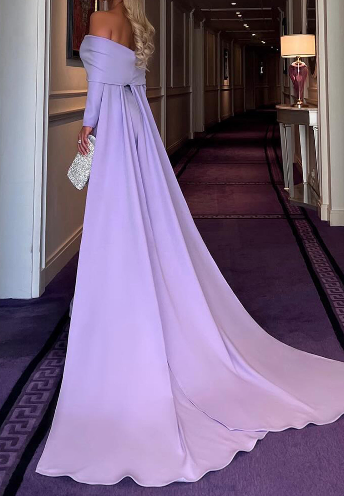 Off-Shoulder Long Sleeves Sleek Mermaid Formal Dress