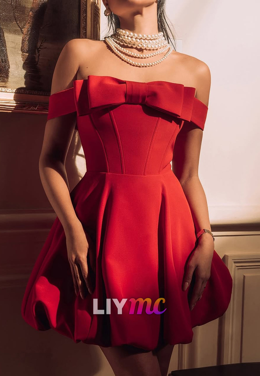 Off-Shoulder Pleated A-Line Party Homecoming Dress