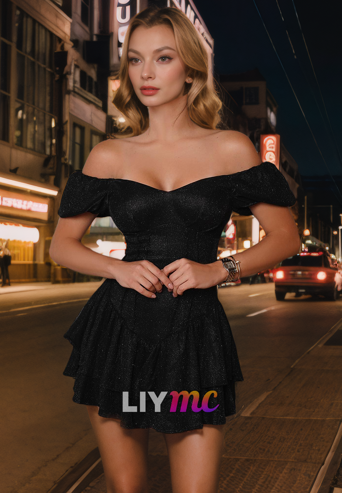 Off-Shoulder Pleated A-Line Short Homecoming Dress
