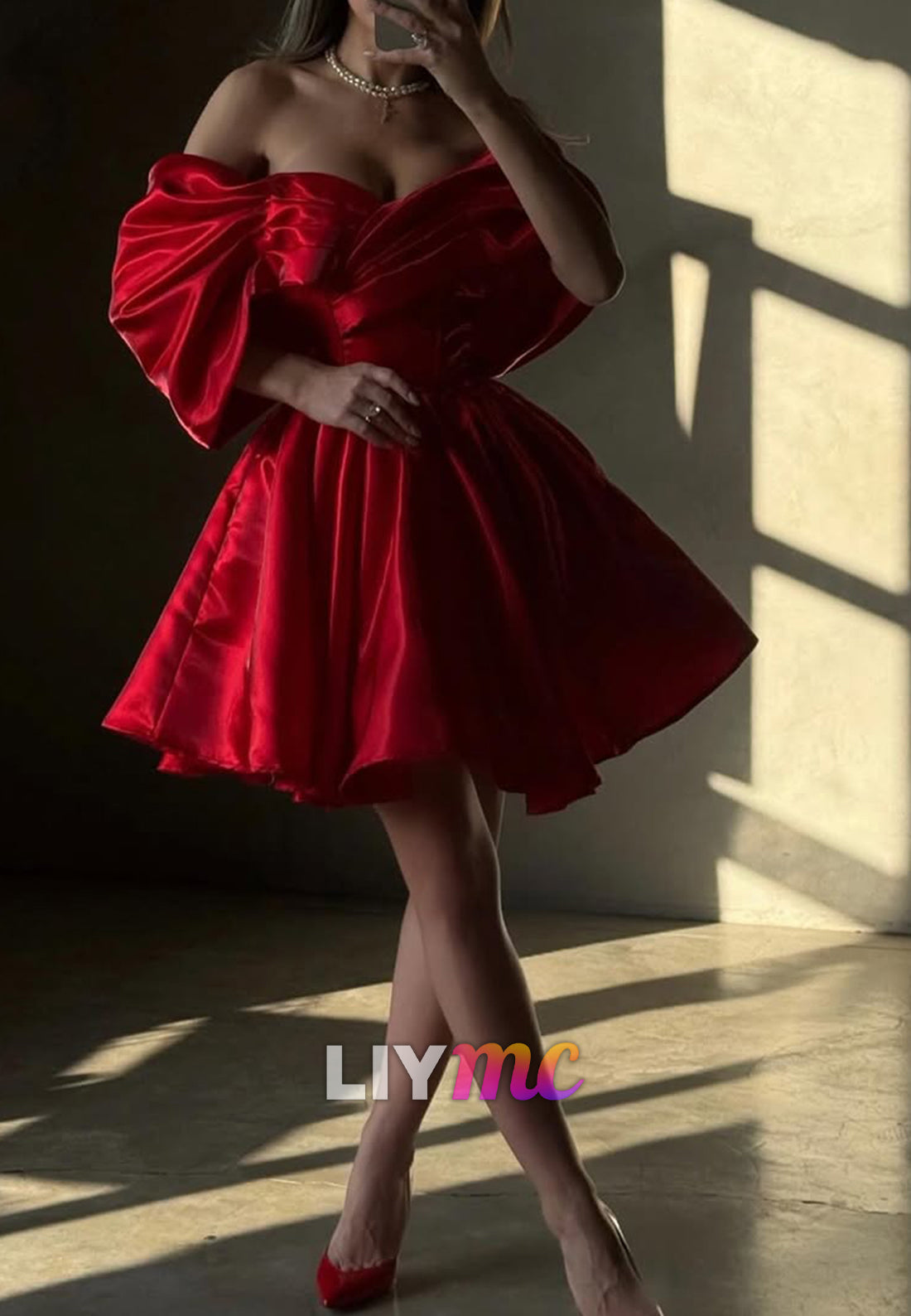 Off-Shoulder Pleated A-Line Short Party Homecoming Dress