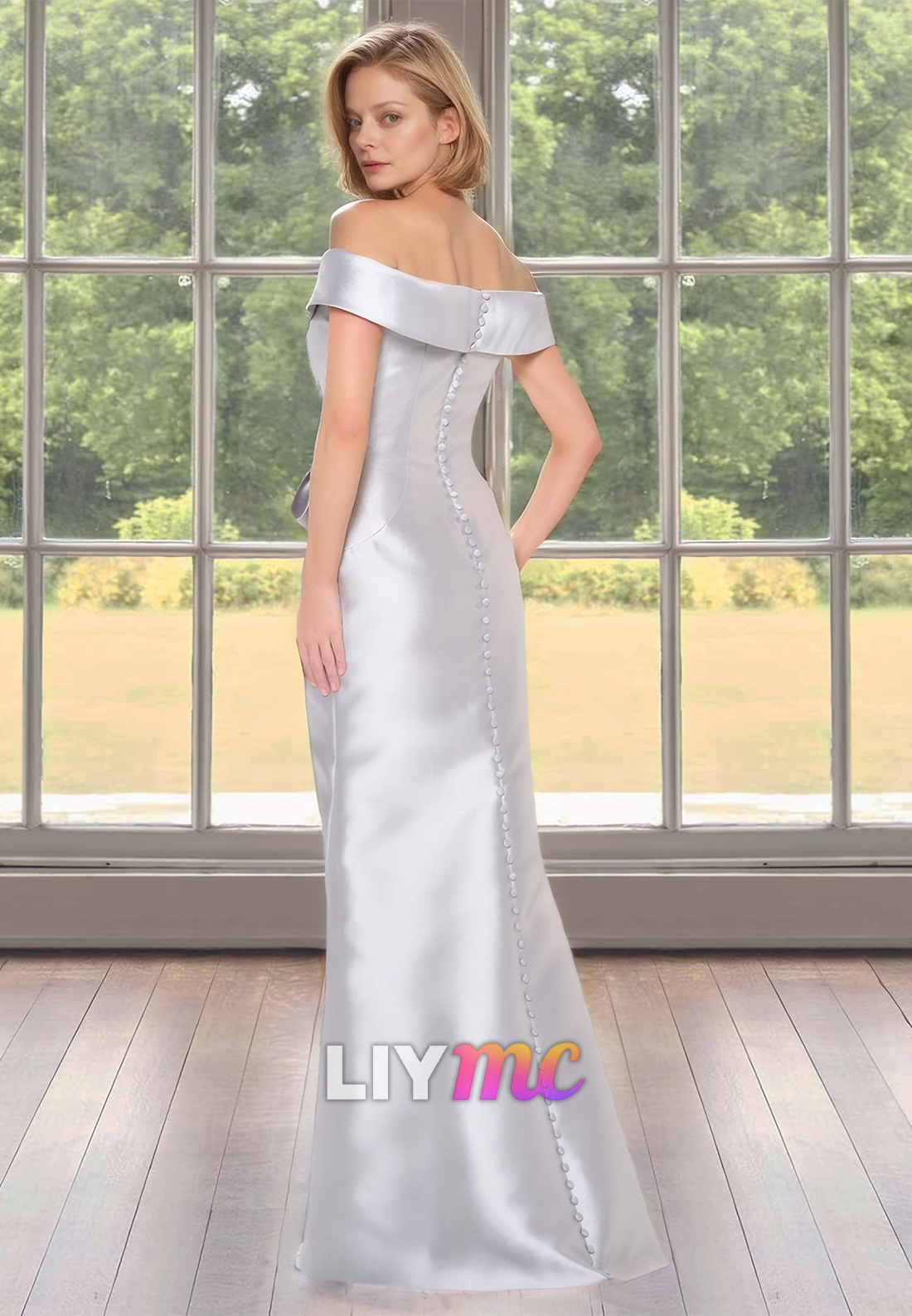 Off-Shoulder Sleeveless Appliques Mermaid Mother of Bride Dress
