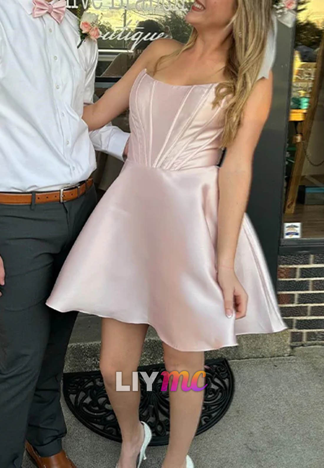 Off-Shoulder Sleeveless Corset Sleek A-Line Party Homecoming Dress