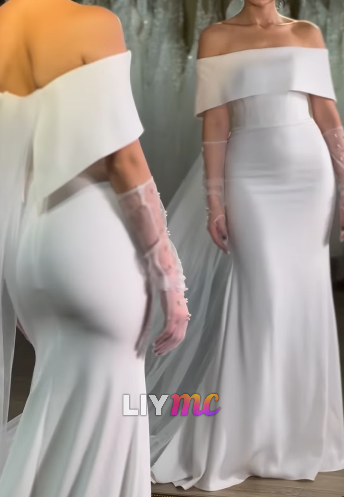 Off-Shoulder Sleeveless Fitted Mermaid Simple Wedding Dress