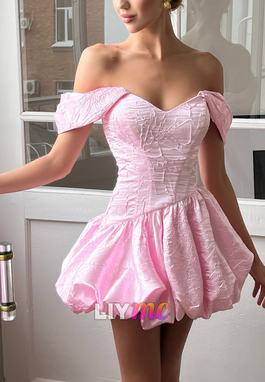 Off-Shoulder Sleeveless Floral Printed A-Line Homecoming Dress