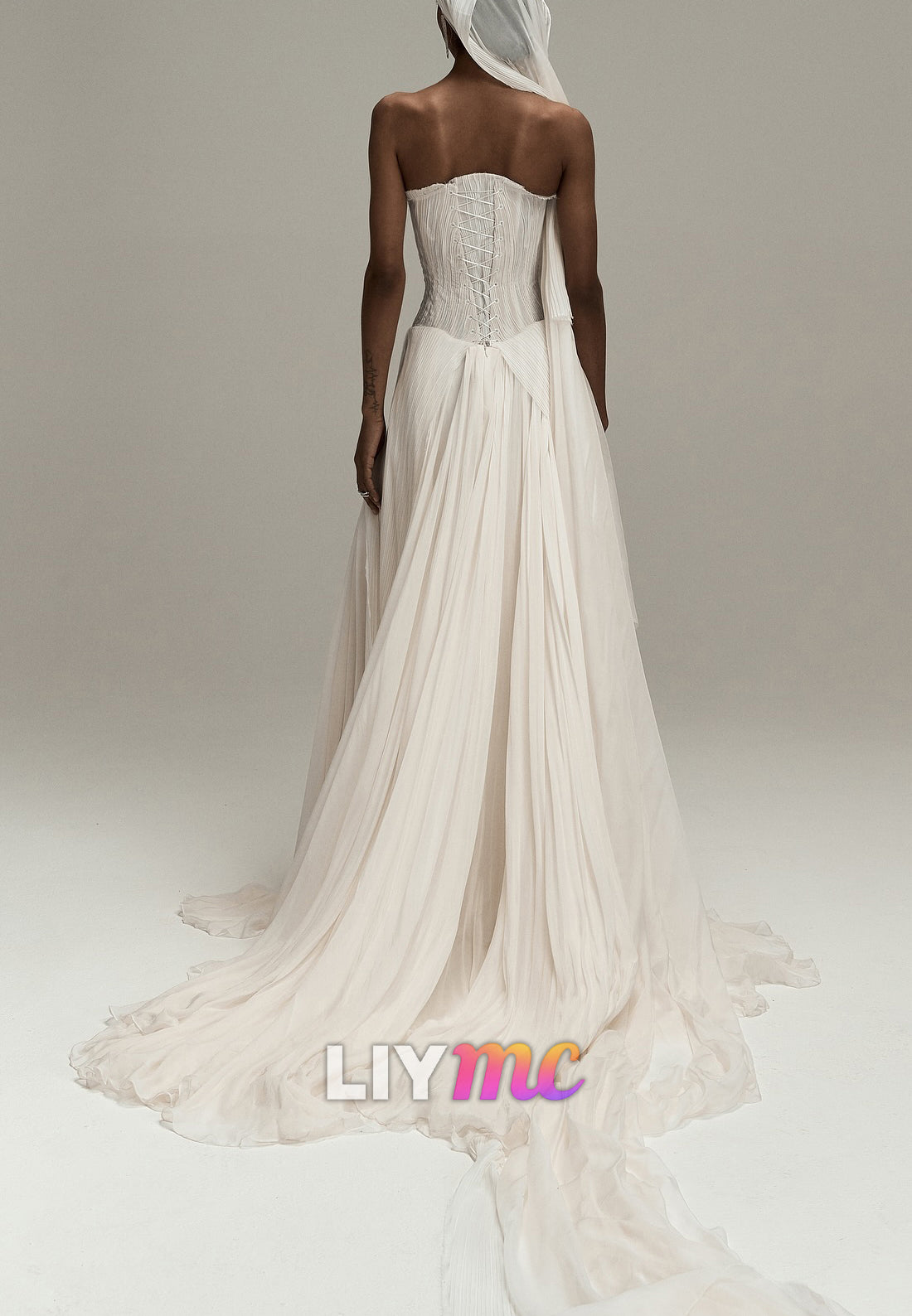 Off-Shoulder Sleeveless Pleated A-Line Summer Wedding Dress