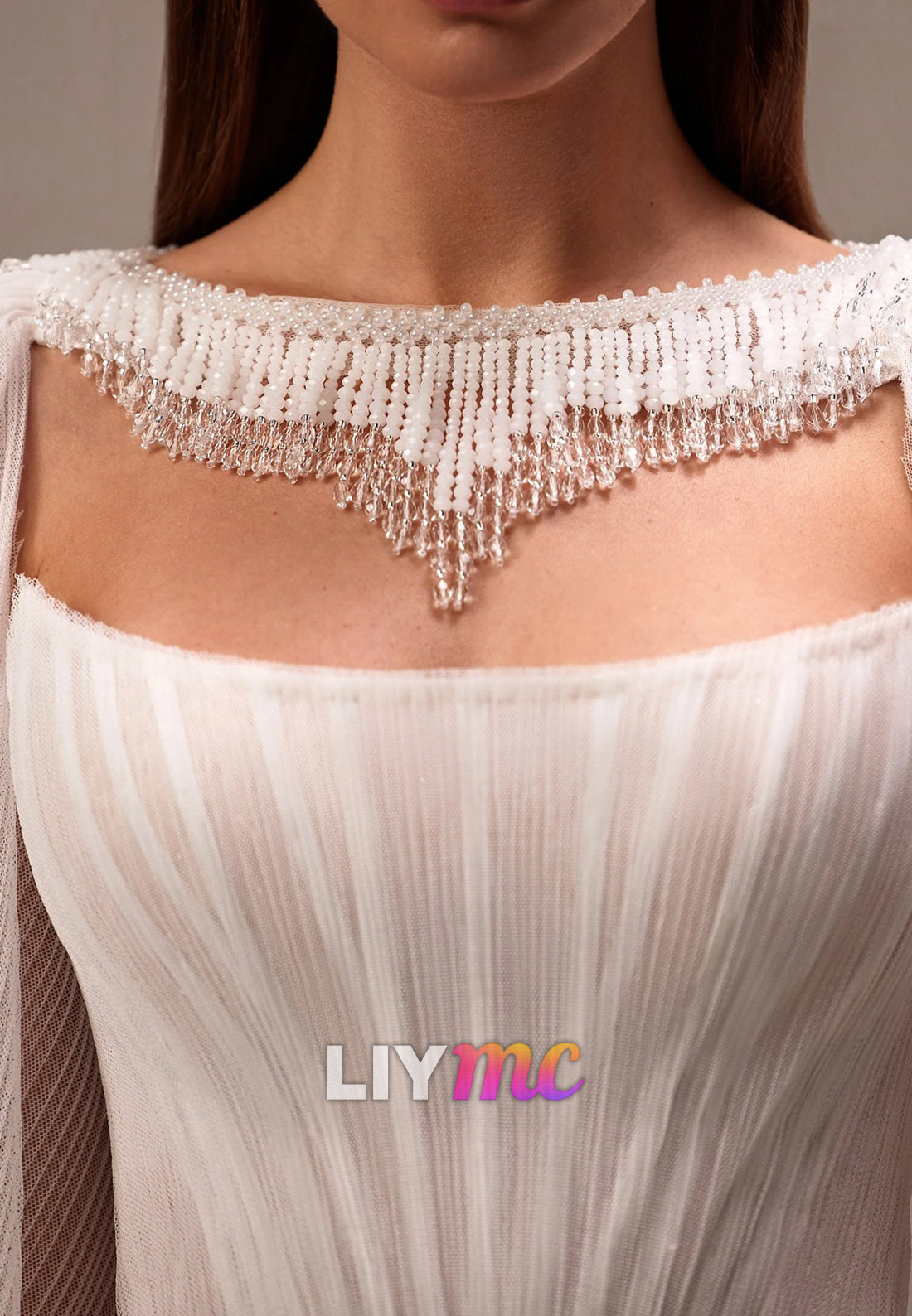 Off-Shoulder Sleeveless Pleated A-Line Wedding Dress