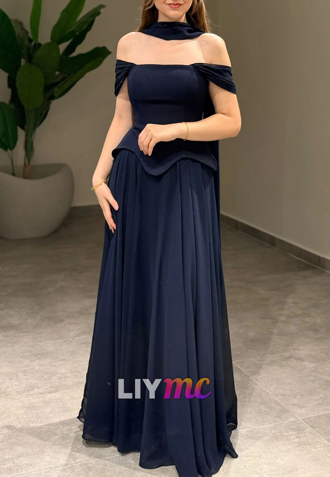 Off-Shoulder Sleeveless Pleated Corset A-Line Prom Dress