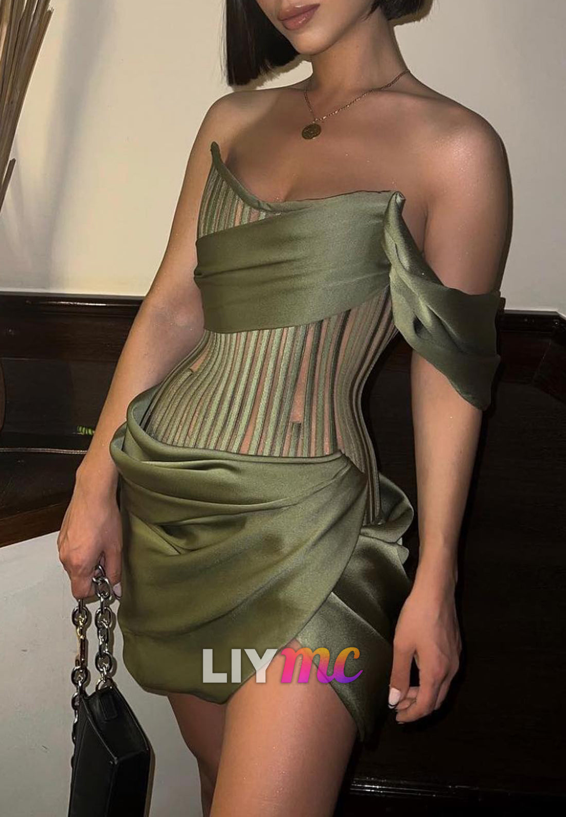Off-Shoulder Sleeveless Pleated Sheath Party Homecoming Dress