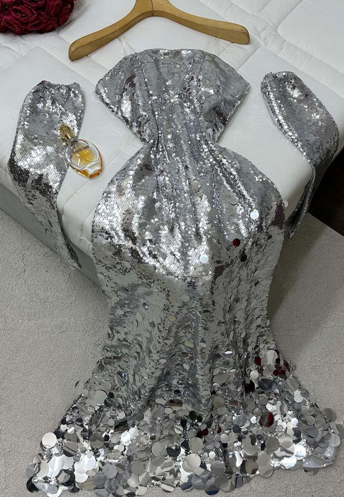 Off-Shoulder Sleeveless Sparkly Mermaid Sequins Evening Dress