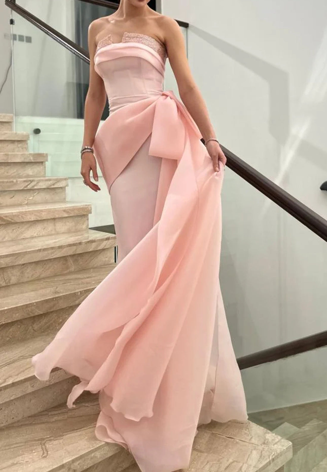 Off-Shoulder Sleevelesss Sleek Sheath Bowknot Evening Dress