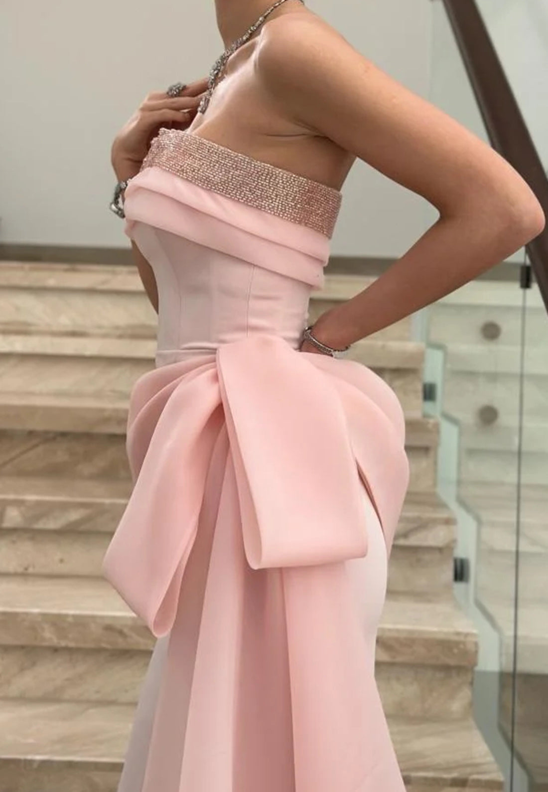 Off-Shoulder Sleevelesss Sleek Sheath Bowknot Evening Dress