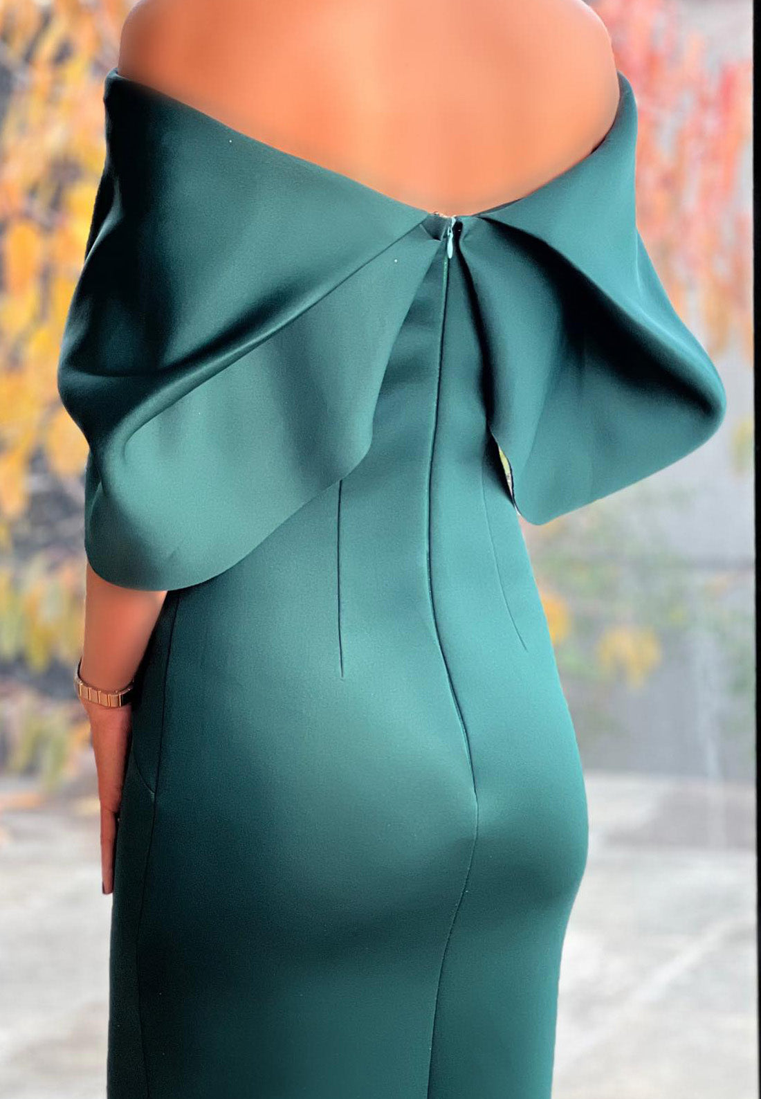 Off-Shoulder Sleeves Sleek Sheath Mother of Bride Dress