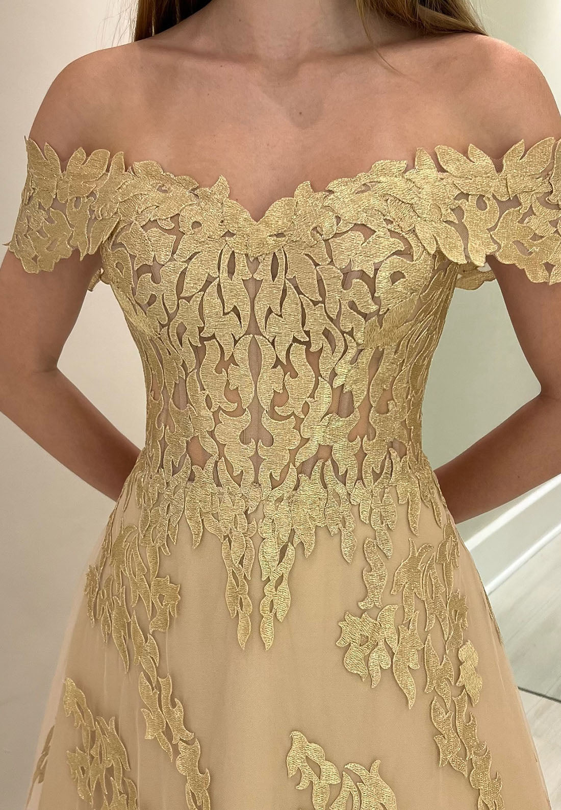 Off-Shoulder Strapless Appliques A-Line Mother of Bride Dress