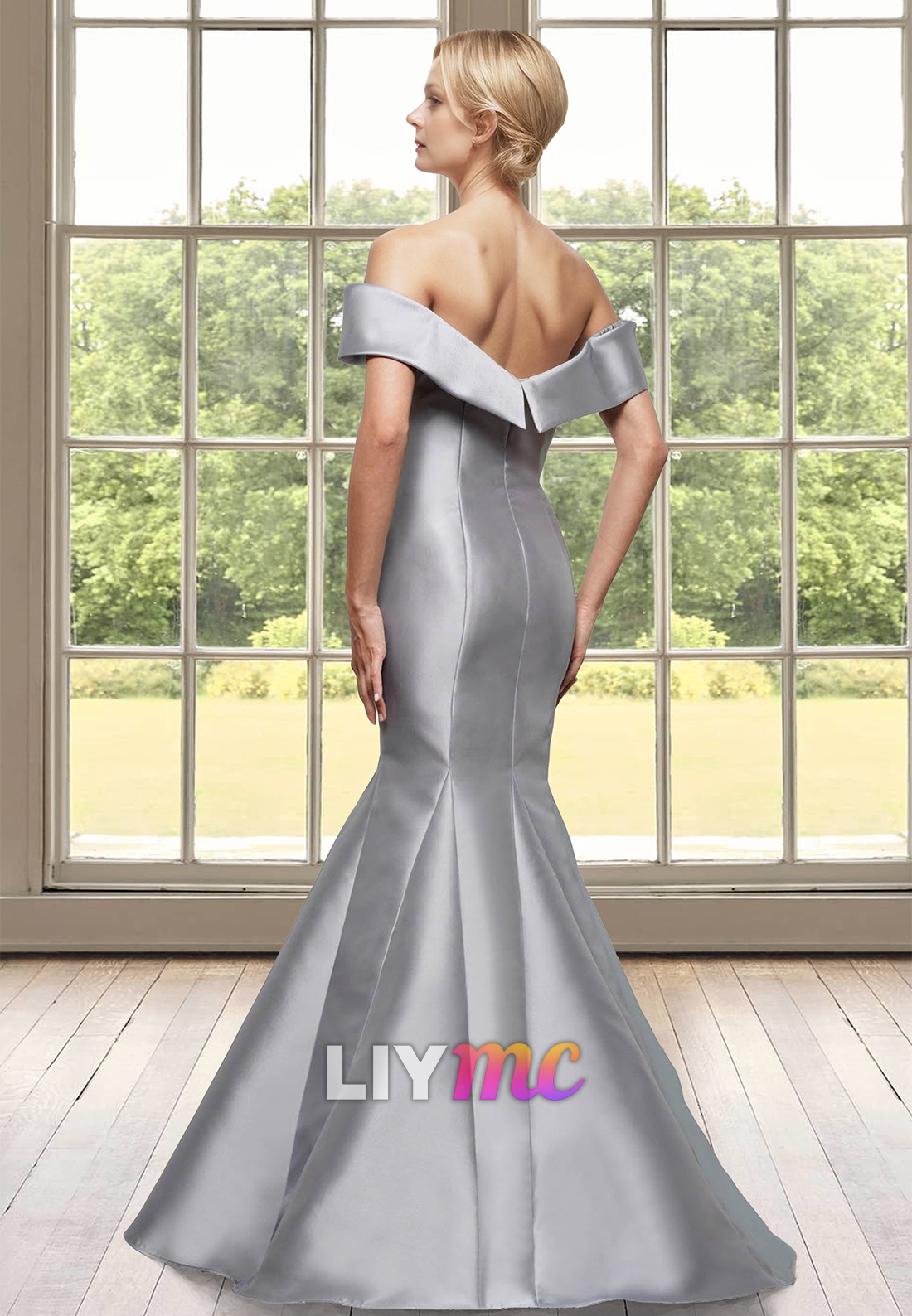 Off-Shoulder Strapless Appliques Satin Mermaid Mother of Bride Dress