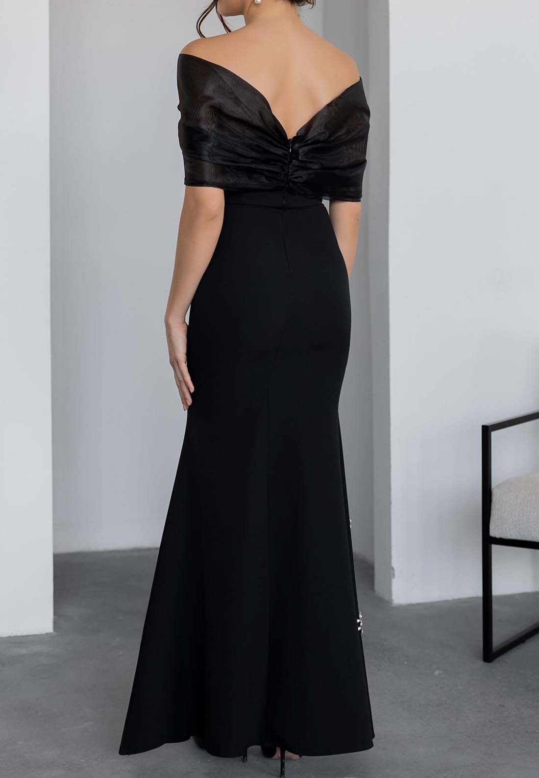 Off-Shoulder Strapless Beaded Evening Dress Mermaid Formal Dress