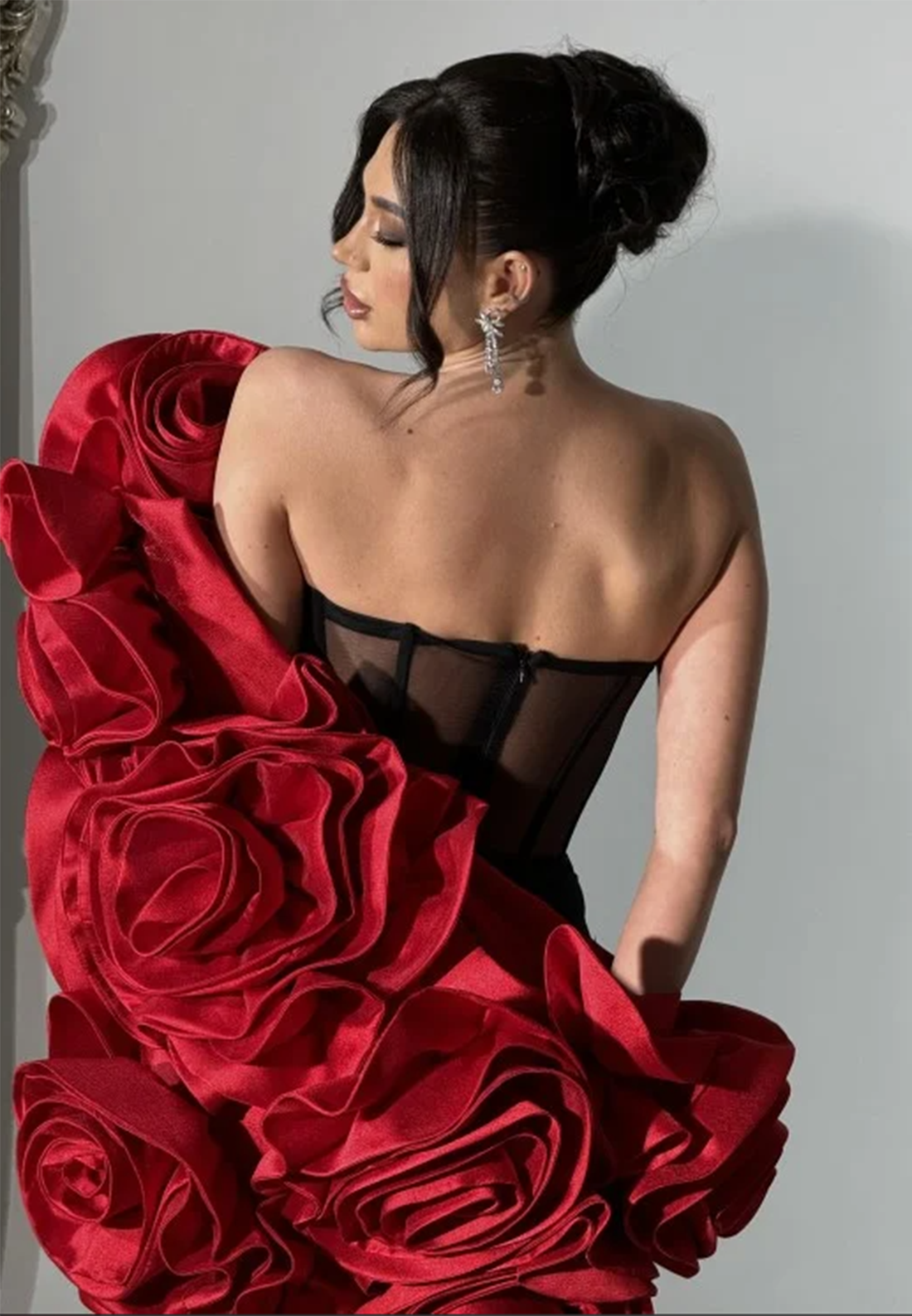 Off-Shoulder Strapless Mermaid 3D Floral Evening Dress