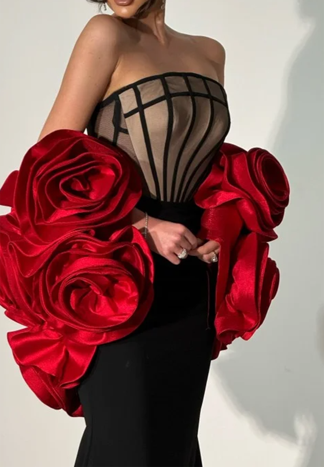 Off-Shoulder Strapless Mermaid 3D Floral Evening Dress